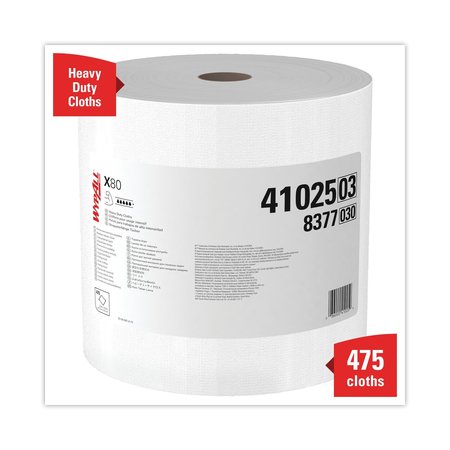 Wypall Towels & Wipes, White, Roll, HYDROKNIT®, 475 Wipes, 12.5" x 13.4", Unscented 412-41025